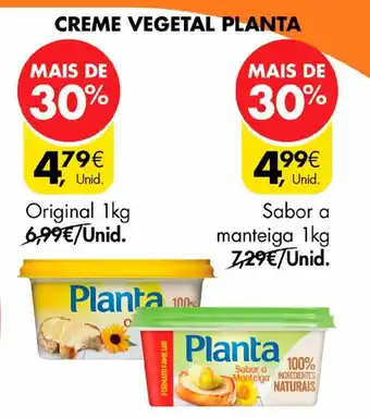 Pingo Doce CREME VEGETAL PLANTA Original 1kg promoção