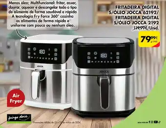Pingo Doce FRITADEIRA DIGITAL S/ÓLEO JOCCA 62192/ FRITADEIRA DIGITAL S/ÓLEO JOCCA 2192 promoção