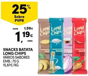 Continente SNACKS BATATA LONG CHIPS VÁRIOS SABORES EMB.: 75 G promoção