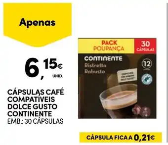 Continente CÁPSULAS CAFÉ COMPATÍVEIS DOLCE GUSTO CONTINENTE EMB.: 30 CÁPSULAS promoção