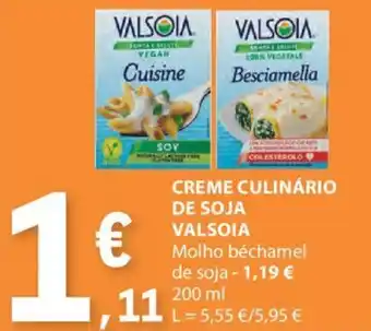 E.Leclerc CREME CULINÁRIO DE SOJA VALSOIA 200ml promoção