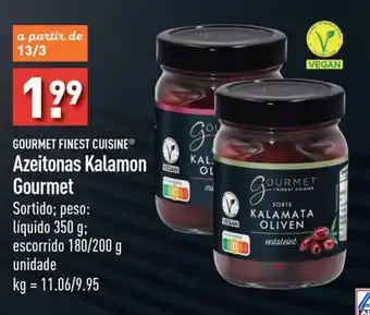 ALDI GOURMET FINEST CUISINE Azeitonas Kalamon Gourmet promoção