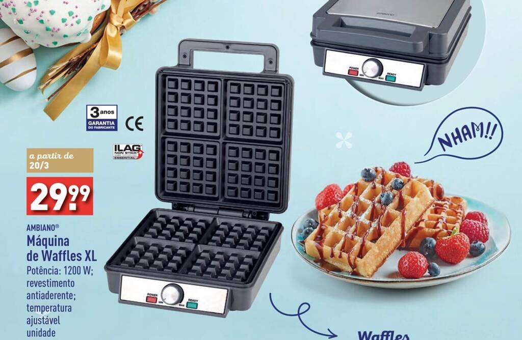 Promoção AMBIANO Máquina de Waffles XL em ALDI