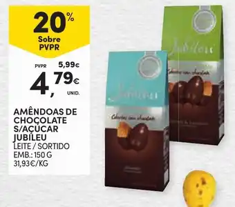 Continente AMÊNDOAS DE CHOCOLATE S/AÇÚCAR JUBILEU EMB.: 150 G promoção