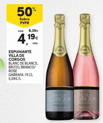 Continente ESPUMANTE VILLA DE CORGOS GARRAFA: 75 CL promoção