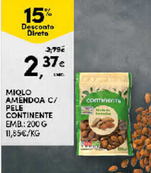 Continente Miolo Amêndoa C/Pele Continente 200g promoção