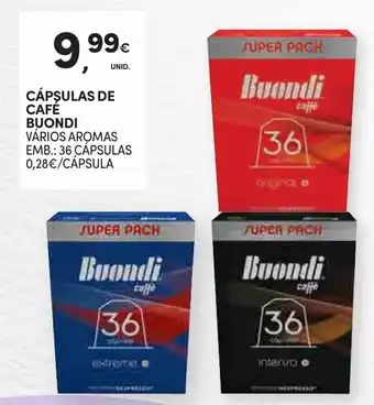 Continente CÁPSULAS DE CAFÉ BUONDI VÁRIOS AROMAS EMB.: 36 CÁPSULAS promoção