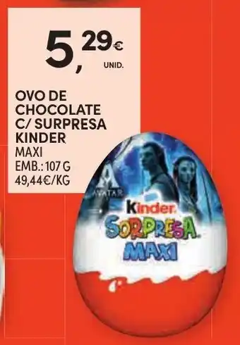 Continente OVO DE CHOCOLATE C/ SURPRESA KINDER MAXI 107G promoção