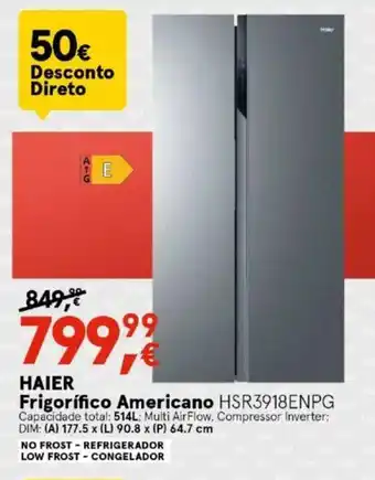 Worten Haier Frigorífico Americano 177.5x90.8x64.7cm promoção