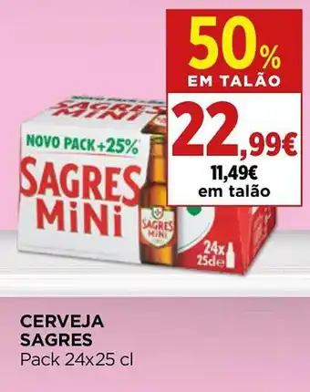 Supercor Cerveja Sagres pack 24x25cl promoção