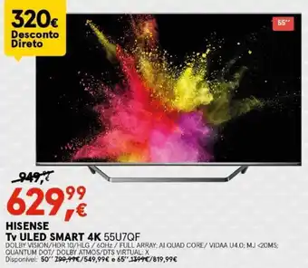 Worten Hisense TV ULED Smart 4K 55U7QF promoção