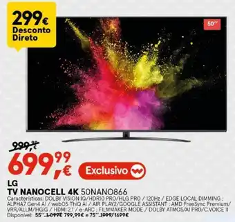 Worten LG TV Nancell 4K 50NANO866 promoção