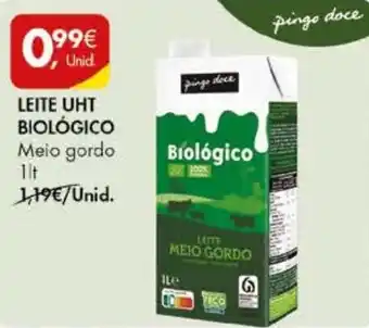 Pingo Doce LEITE UHT BIOLÓGICO Meio gordo 1lt promoção