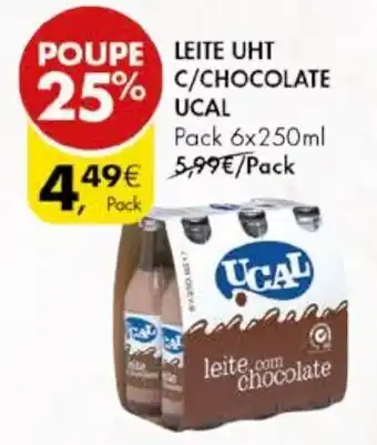 Pingo Doce LEITE UHT C/CHOCOLATE UCAL Pack 6x250ml promoção