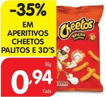 Minipreço Aperitivos Cheetos Palitos e 3D's 96g promoção