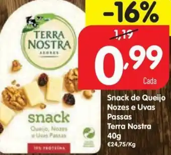Minipreço Snack de Queijo Nozes e Uvas Passas Terra Nostra 40g promoção