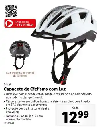 Lidl Capacete de Ciclismo com Luz S ao XL 54-64cm promoção