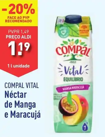 ALDI COMPAL VITAL Néctar de Manga e Maracujá 1 l unidade promoção