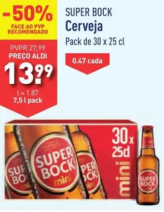 ALDI SUPER BOCK Cerveja Pack de 30 x 25 cl promoção
