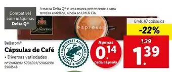 Lidl Cápsulas Café Bellarom promoção