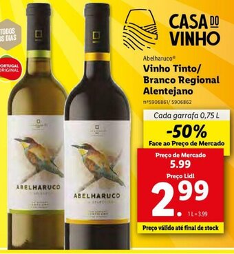Lidl Abelharuco Vinho Tinto/ Branco Regional Alentejano 0,75L promoção