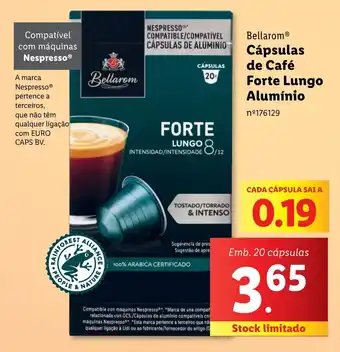 Lidl BellaromⓇ Cápsulas Cápsulas de Café Forte Lungo Alumínio promoção