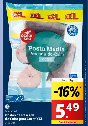 Lidl Ocean Sea Postas de Pescada do Cabo para Cozer XXL Emb. 1 kg promoção