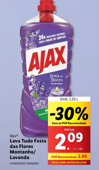 Lidl Ajax Lava Tudo Festa das Flores Montanha/ Lavanda Emb. 1,25 L promoção