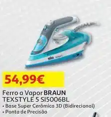 Auchan Braun - ferro a vapor texstyle 5 si5006bl promoção