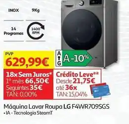 Auchan Lg - maquina lavar roupa f4wr709sgs promoção