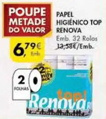 Pingo Doce PAPEL HIGIÉNICO TOP RENOVA Emb, 32 Rolos promoção