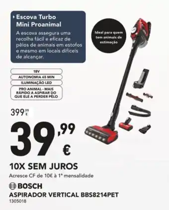 Radio Popular BOSCH ASPIRADOR VERTICAL BBS8214PET promoção