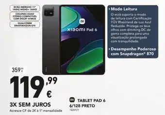 Radio Popular XIAOMI TABLET PAD 6 6/128 PRETO 1320171 promoção