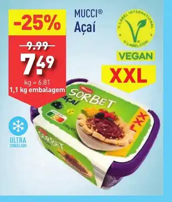 ALDI MUCCI Açaí 1,1 kg embalagem promoção