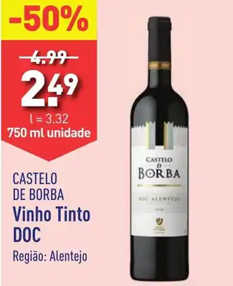 ALDI CASTELO DE BORBA Vinho Tinto DOC 750 ml unidade promoção