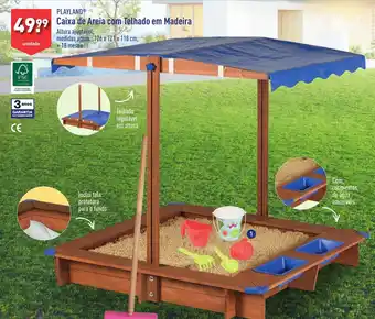 ALDI PLAYLAND Caixa de Areia com Telhado em Madeira promoção