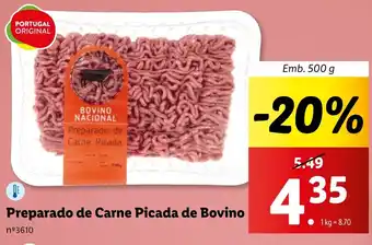 Lidl Preparado de Carne Picada de Bovino Emb. 500 g promoção