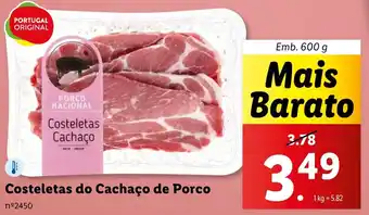 Lidl Costeletas do Cachaço de Porco Emb. 600 g promoção