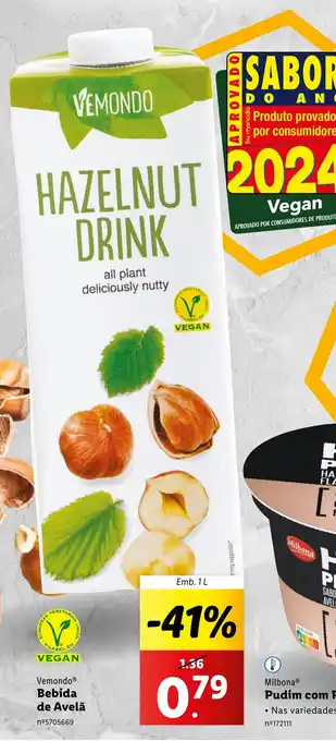 Lidl Vemondo Bebida de Avelã Emb. 1L promoção