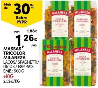 Continente MASSAS TRICOLOR MILANEZA 500G promoção