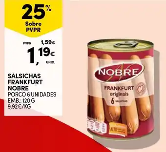 Continente SALSICHAS FRANKFURT NOBRE PORCO 6 UNIDADES EMB.: 120 G promoção