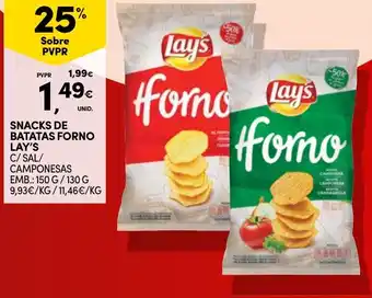 Continente SNACKS DE BATATAS FORNO LAY'S promoção