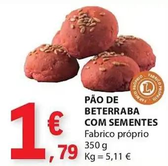 E.Leclerc PÃO DE BETERRABA COM SEMENTES Fabrico próprio 350 g promoção
