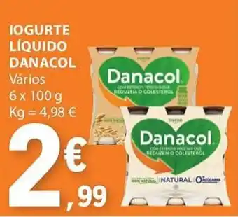 E.Leclerc IOGURTE LÍQUIDO DANACOL Vários 6x100g promoção