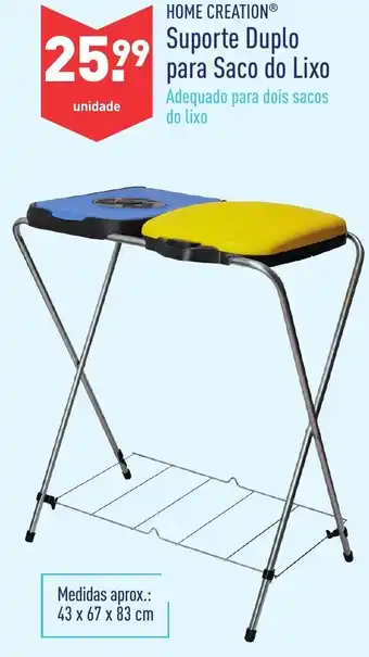 ALDI Home Creation Suporte Duplo para Saco do Lixo 43 x 67 x 83cm promoção