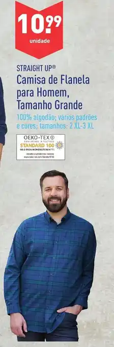 ALDI Straight Up Camisa de Flanela para Homem, Tamanho Grande 2 XL-3XL promoção