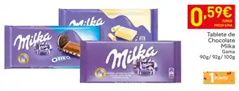 Recheio Tablete de Chocolate Milka Gama 90g/92g/100g promoção