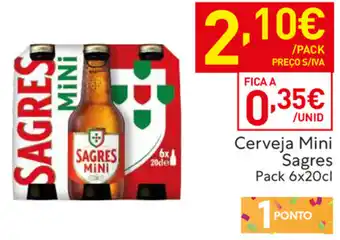 Recheio Cerveja Mini Sagres Pack 6x20cl promoção