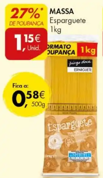 Pingo Doce MASSA Esparguete 1kg promoção