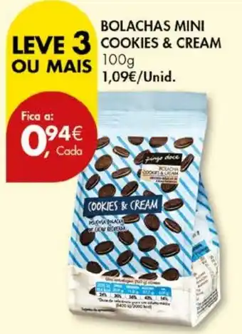 Pingo Doce BOLACHAS MINI COOKIES & CREAM 100g promoção